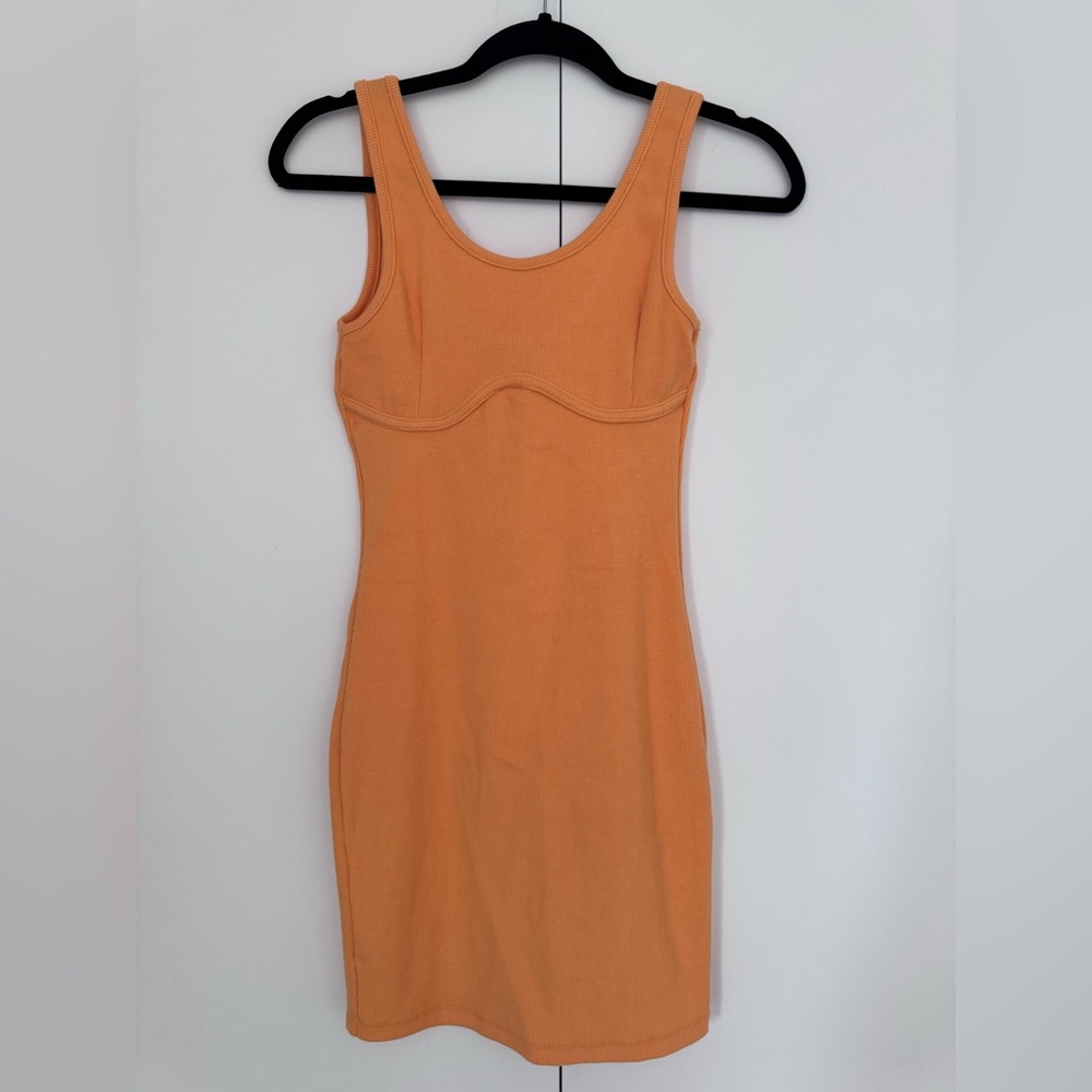 Signature Orange Bodycon Mini Dress Scoop Neck